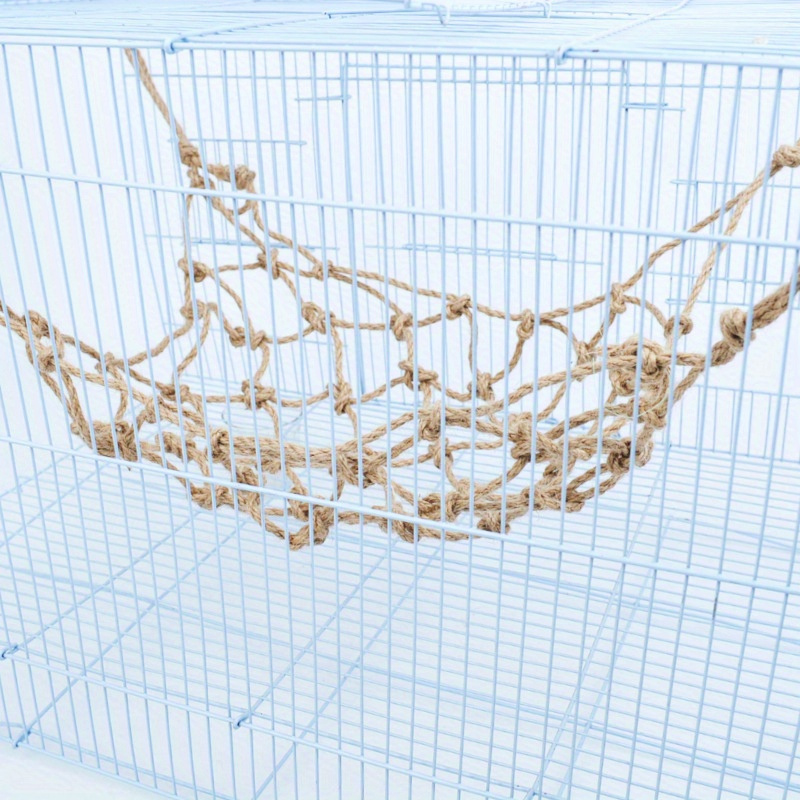 Image of 1pc Durable Rope Climbing Net For Birds Hamsters - Versatile Toy With Hooks For Swing Sling Cage Accessory