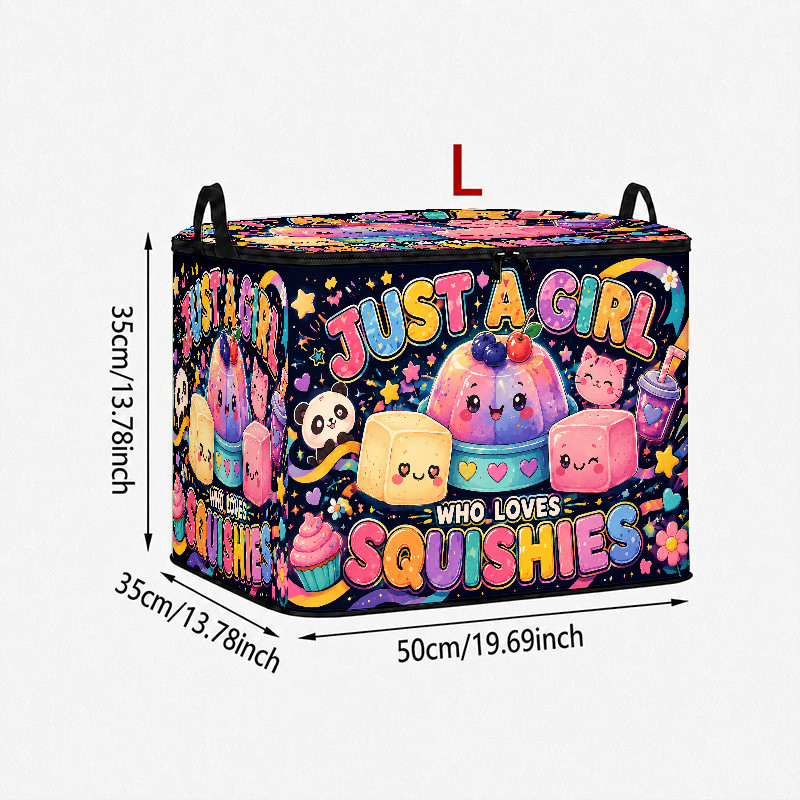 TEMU Cute ' Who Squishies' Storage Box With Panda & Dessert Design - Retro Pink & Blue Lid Suitable For Bedroom, Dorm Decor, Display, Sweet Gift For,