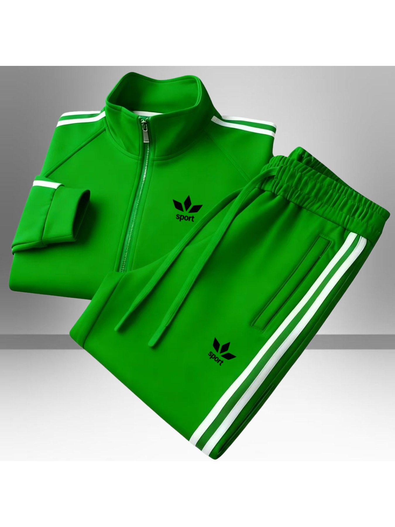 2pcs fashion sports suit stand up collar full zip jacket with pocket and drawstring casual pants geometric pattern micro elastic fabric   in a   of colors suitable for   halloween christmas valentines day