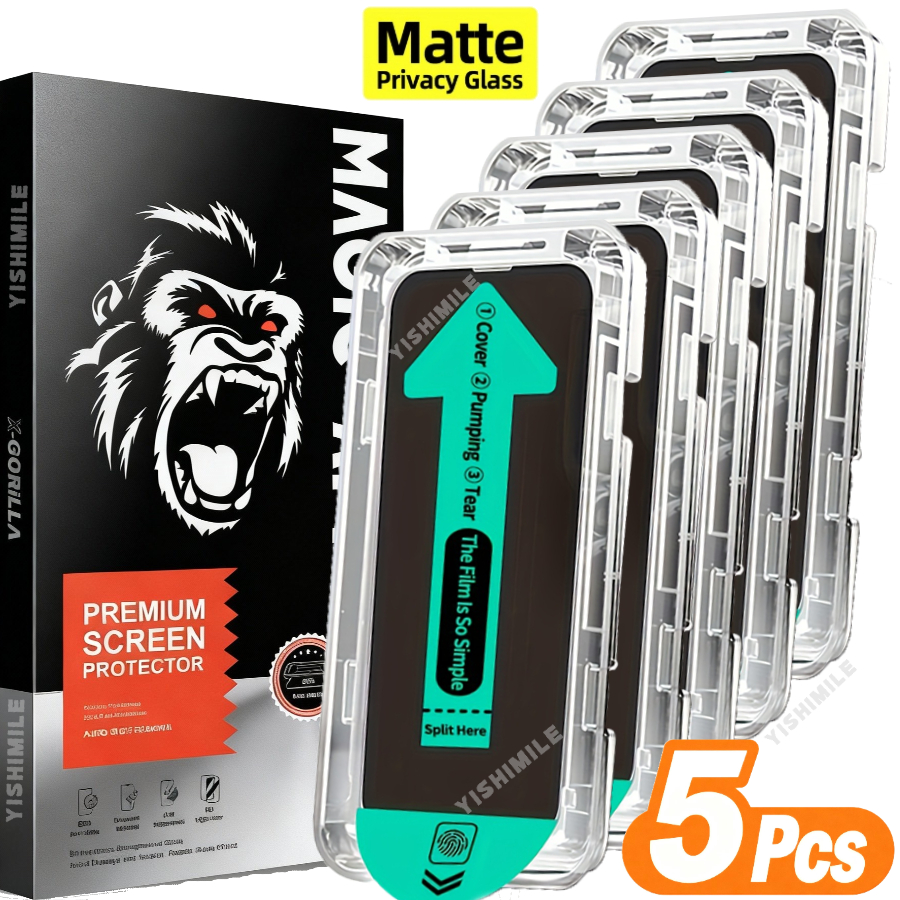E-shop 5er PACK Matte Blickschutzfolie, passend für iPhone 13/14/15/16/17 Plus/Pro/Pro Max/16E/für iPhone , Anti-Spionage, Präzise Passform, Kratzfest,