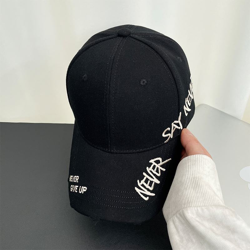 TEMU レディース＆カップル用 調節可能なダックビルベースボールキャップ - 頭囲大きめ対応 つば広サンハット、ダメージ加工スタイル 通気性デザイン、広いつばでしっかりカバー、普段使い・ル・アウトドア・カジュアルウェアに最適
