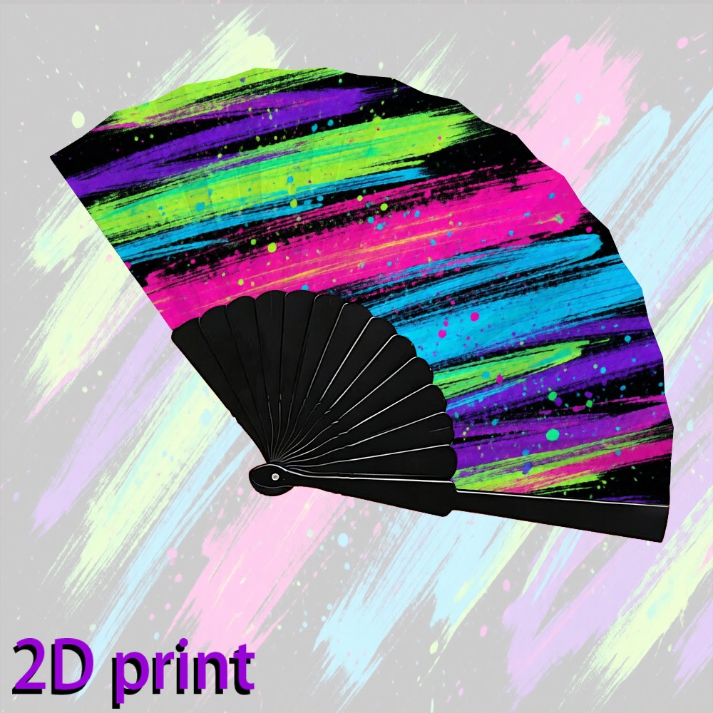 TEMU plegable portátil y con colores fluorescentes y patrones diagonales pintados a - Herramienta de enfriamiento portátil adecuada para festivales ,