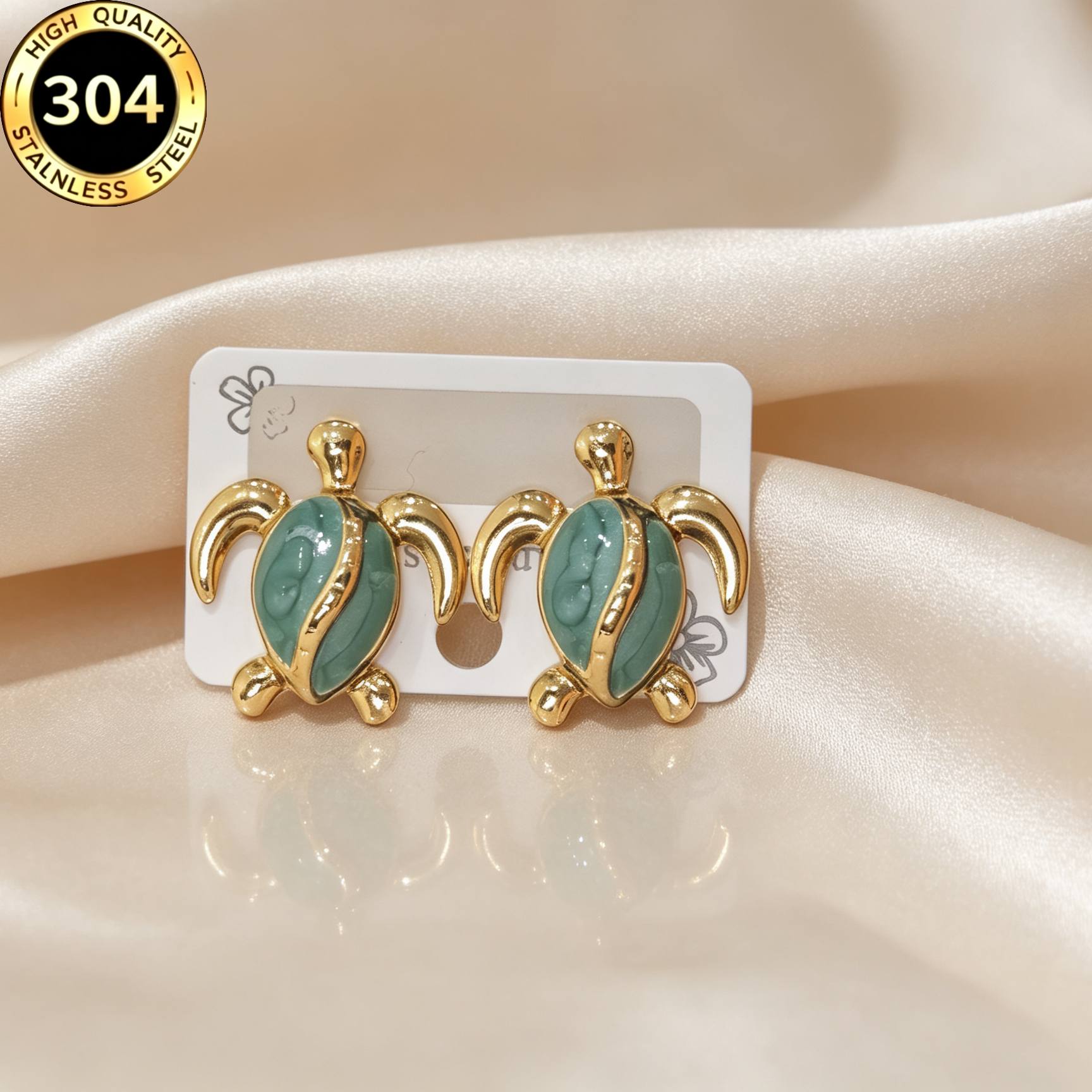 Women's Hypoallergenic Stainless Steel 18K Gold Plated Stud Earrings