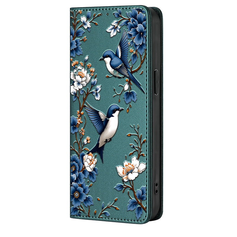 TEMU Phone Case - 2d Painting Colorful Painted Double-fold Edge, Faux Leather Flip Cover Creative Phone Case With Card Slot Anti-theft Stand Wallet,