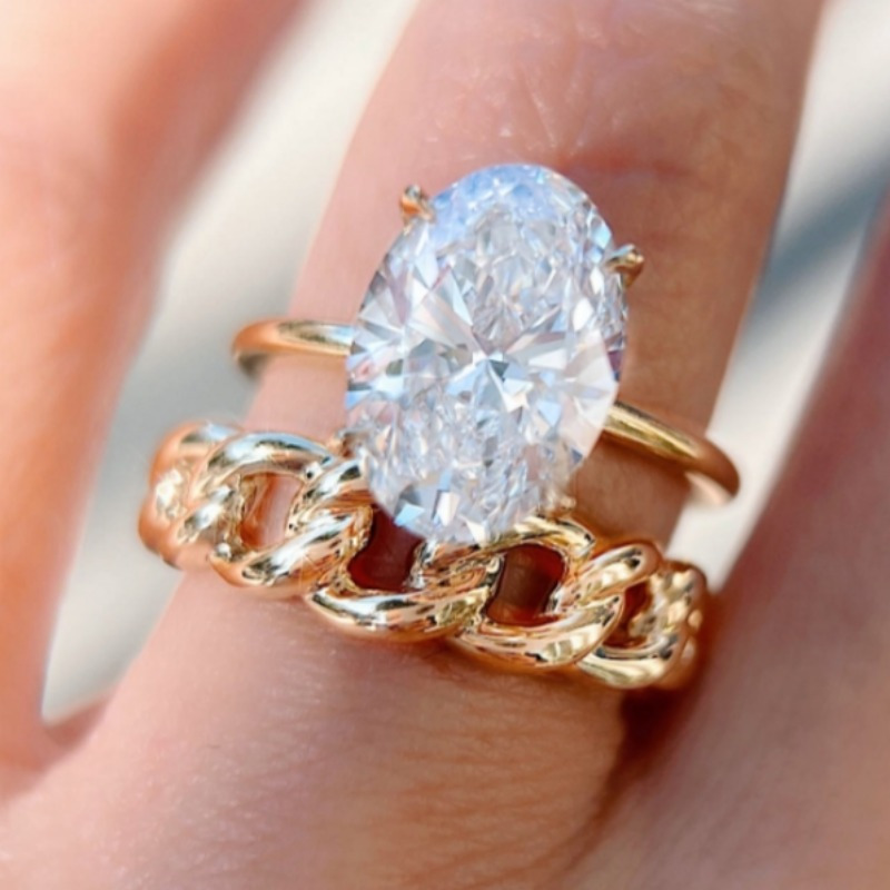 Elegant Double Layer Ring Chain Buckle Ring, Wedding Gift