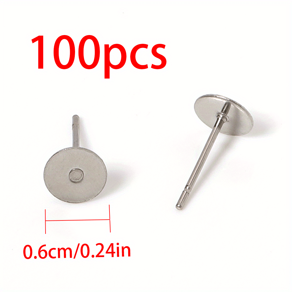 TEMU 2D Plat - 100 stuks Fashion Easy Ronde Platte Roestvrijstalen Oorbellen Verstevigingen Beschikbaar voor Oorbellen Sieraden Maken Vondsten