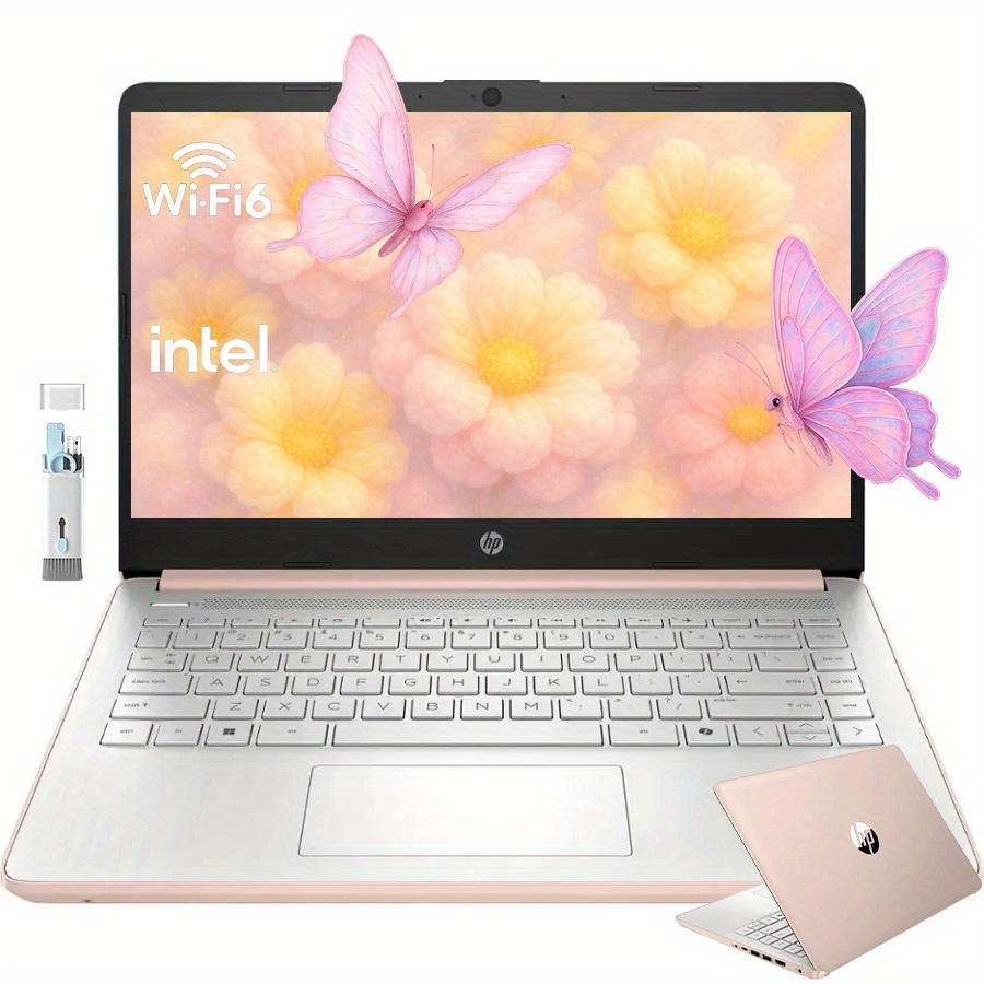 TEMU 14" Hd Business Laptop, Intel Processor , 4gb , 128gb Ufs, Intel Graphics, Wi-fi 6, Home, Pale Rose Golden, With Cleanng Brush