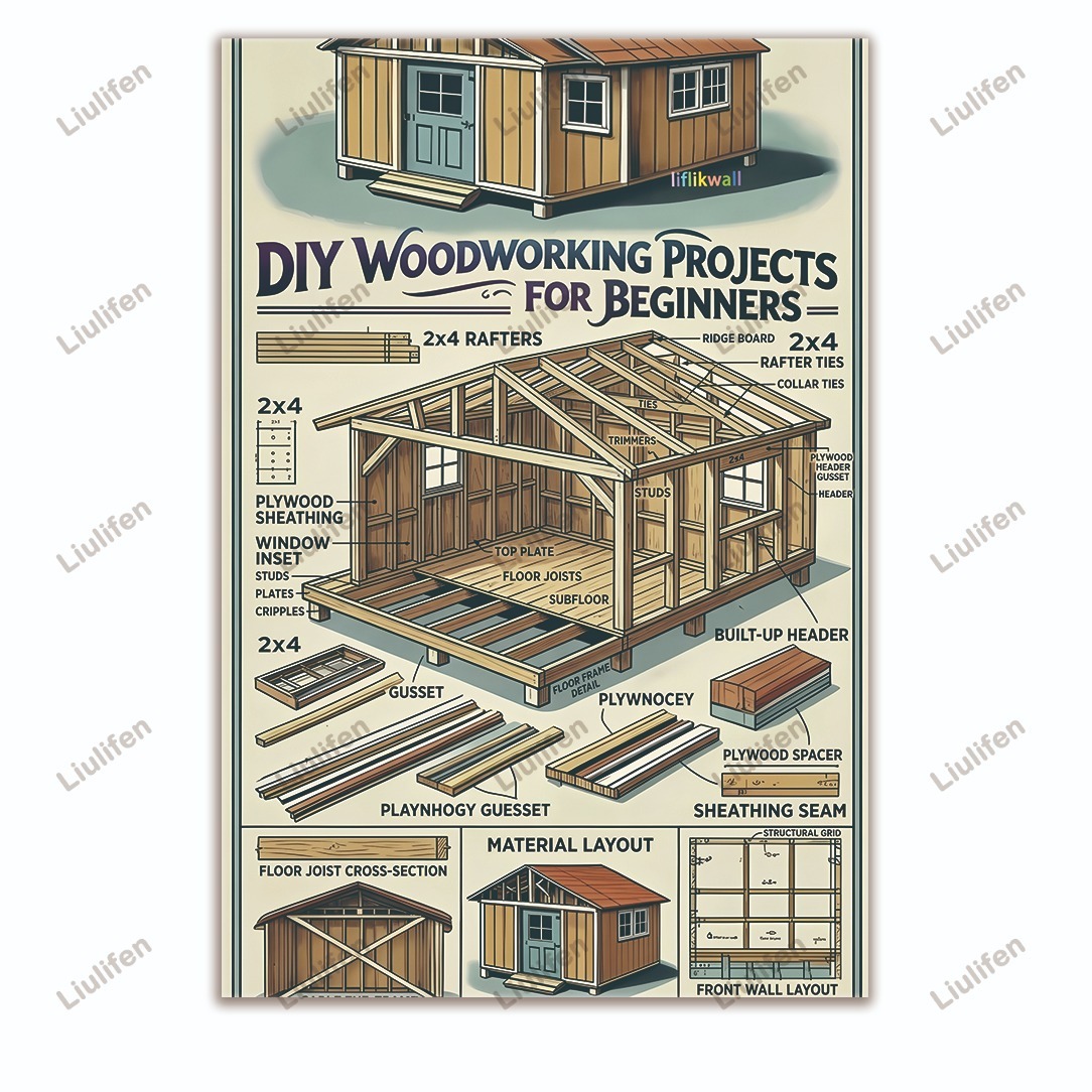 TEMU 1pc Liflikwall Woodworking Projects For Beginners With Blueprints & Templates - Suitable For Diy Crafts, Carpentry Classes, Father's Day Gifts,