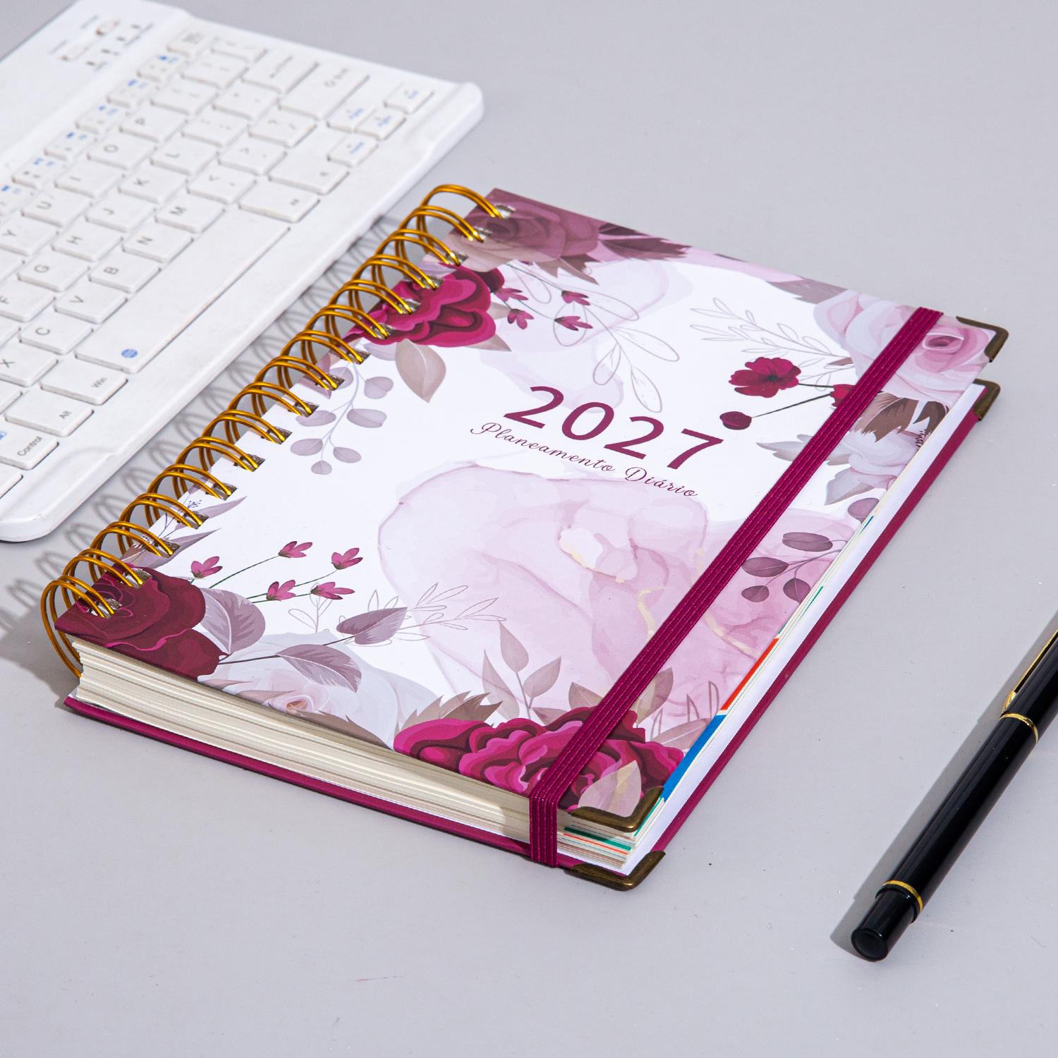 TEMU A5 Hardcover Planner 2027 Daily Calendar Diary With Spiral Binding Suitable For, System, Goal Tracking & Time Management Notebook, Diary For,