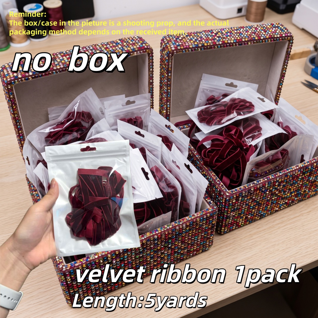 TEMU Light Luxury Smooth Burgundy Single-sided Satin Velvet Ribbon - 457cm Superior Drape Anti-wrinkle Wear-resistant Durable Color Bright And