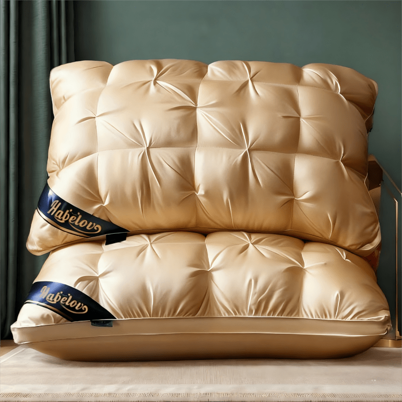 1/2pcs Luxury 5-Star Hotel Quality Pillows - Deep Sleep Neck Support, High Density Non-Sagging All-Season Pillowcase with White Satin, 100% Filling, Vacuum Compressed Packaging (White), Home Comfort, Quilted Design, Premium Fabric