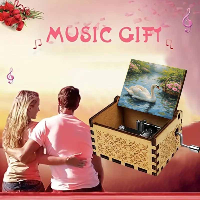 музыкальная шкатулка лебединое озеро - винтажная музыкальная шкатулка с 8-нотным пианино, тема лебединое озеро, механизм с заводом,   и свадебных подарков, ностальгический   Детали 3