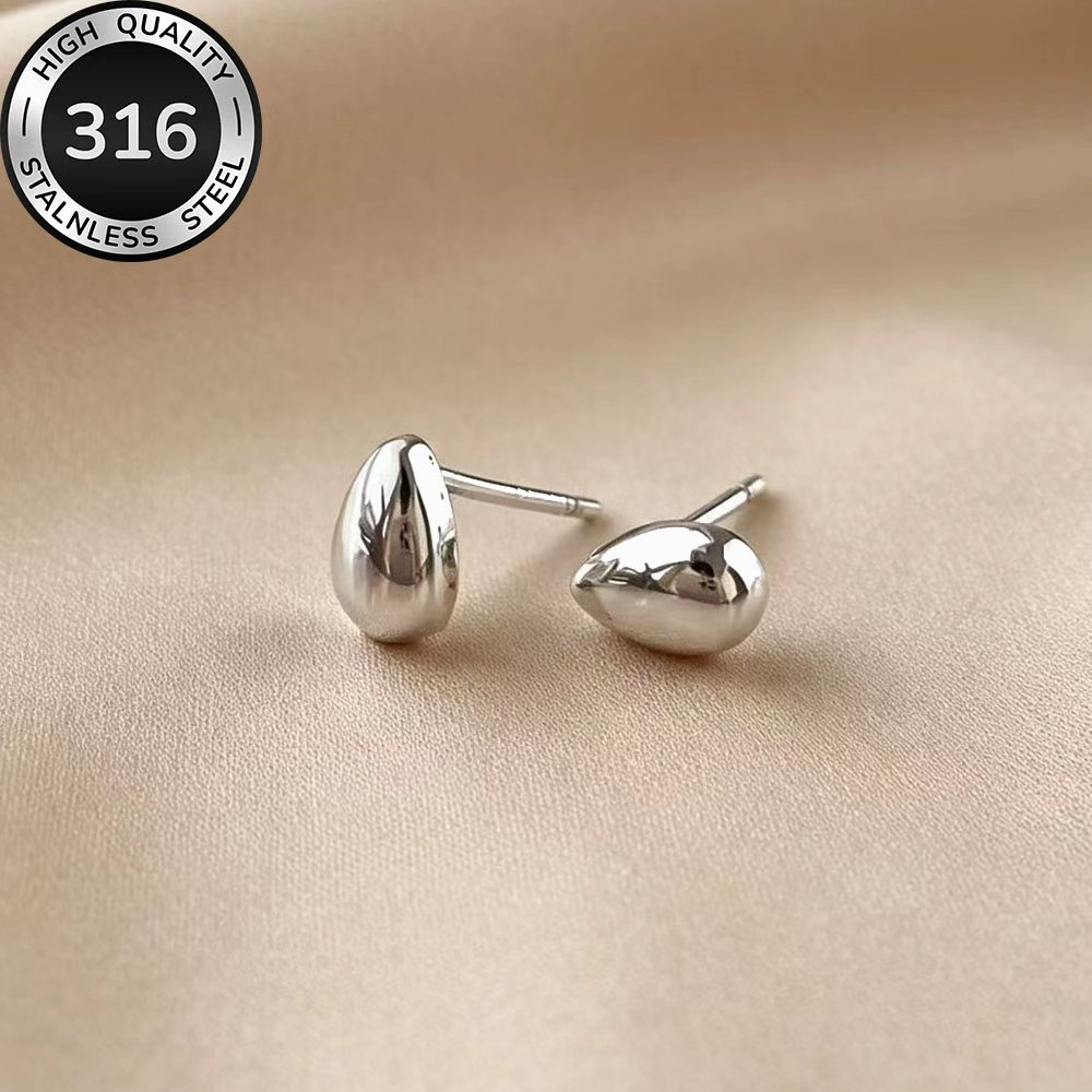 TEMU High-quality Stainless Steel Golden Stud Earrings, Hypoallergenic, Fade-resistant, Easy And Elegant, Suitable For Everyday Wear Or Party Fashion