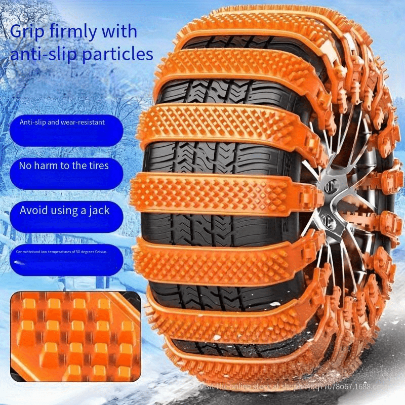 

Car Tire Snow Traction Chain 16 Teeth 3 Holes Full Encirclement Track Type Thickened Cowhide Strips 10 Strips 16 Strips Snow