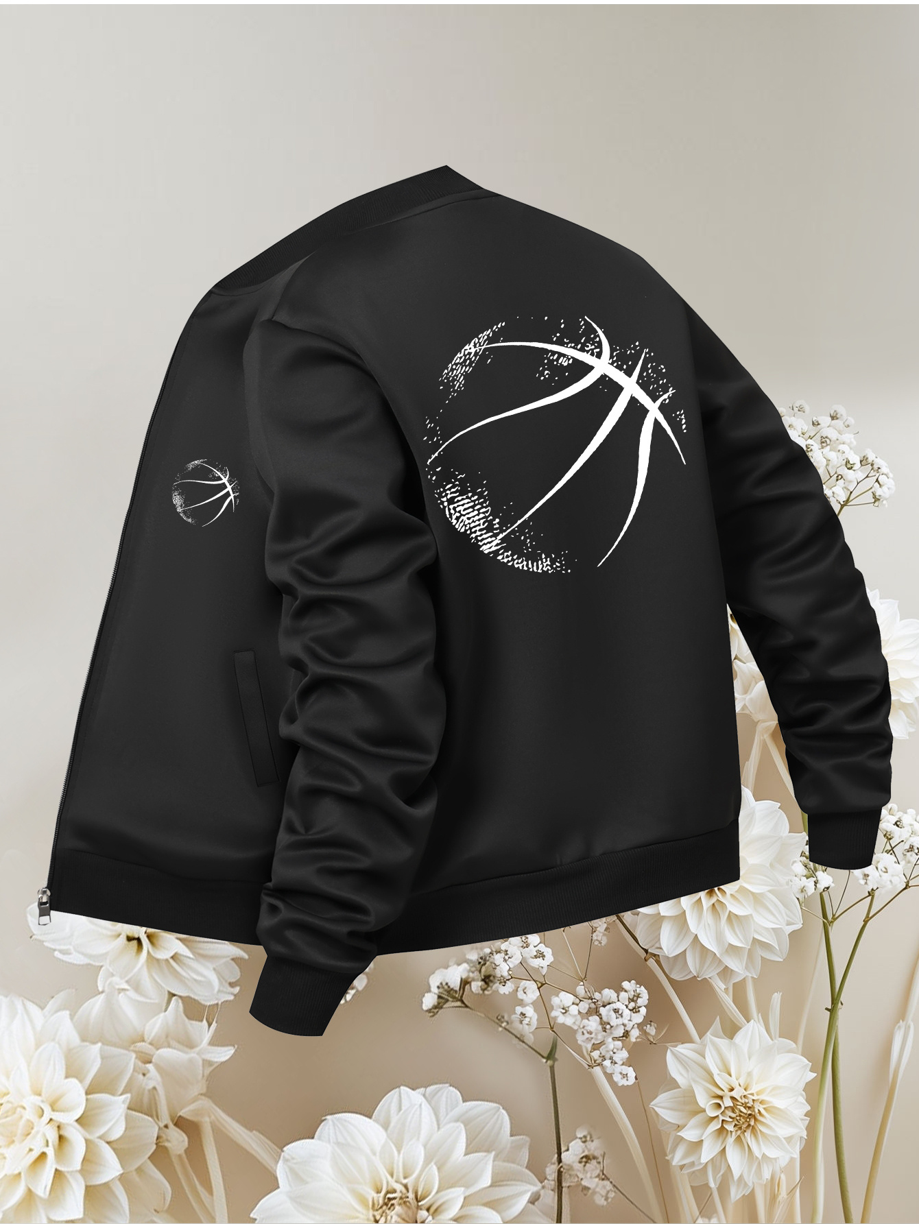 women's varsity jacket orange basketball print Temu Ireland