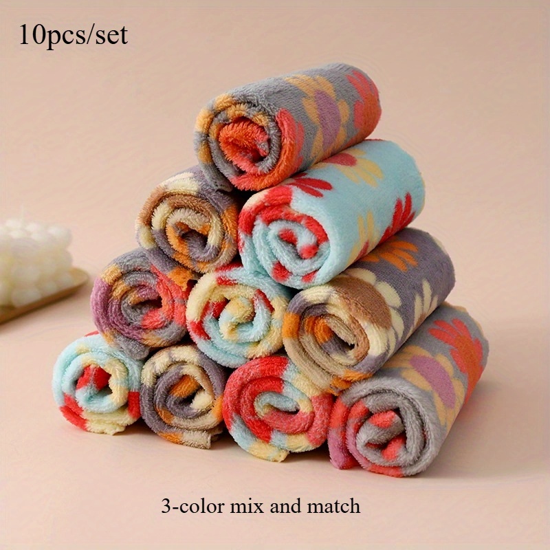 Image of 10pcs/set Bohemian Floral Face Towels, Quick-dry Towels, Ultra-absorbent, Chemical-free, Suitable For Types, For Home And Bathroom Use, A For Life