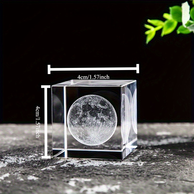TEMU 1 pz Ornamento in vetro con luna in al laser 3D | Decorazione per casa/ufficio con design a cuore | Regalo per Natale/Compleanno/San /Halloween