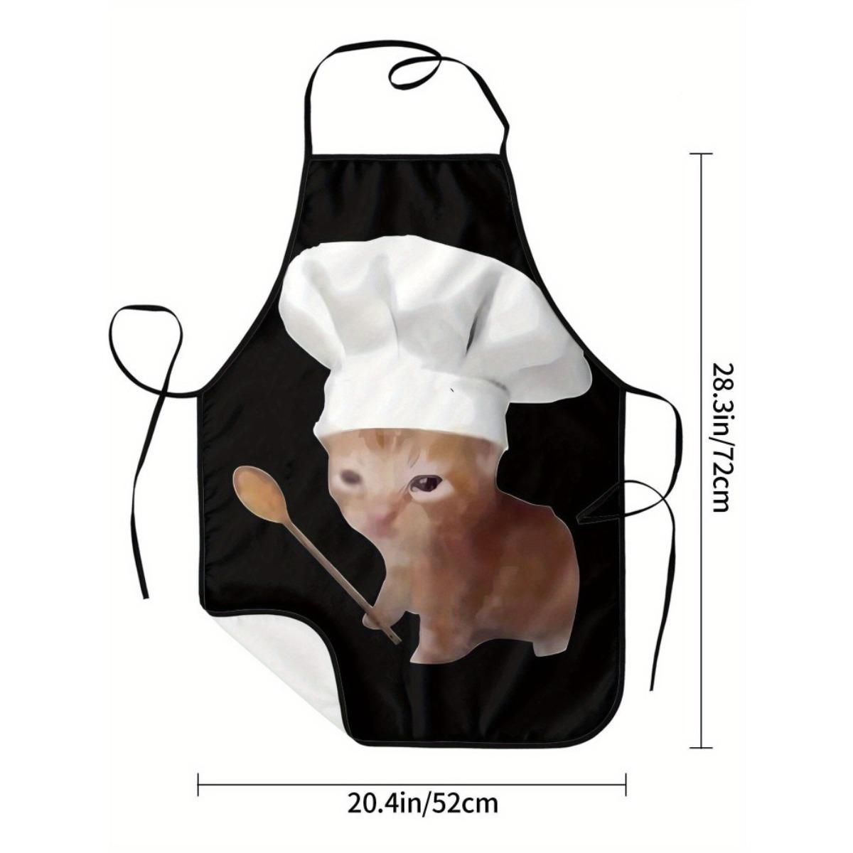 TEMU 1pc Cute Chef Apron With Spatula Design - Durable Polyester Kitchen Apron Suitable For Cooking, Baking, Parties, Cat-themed Gift For Cat Lovers,