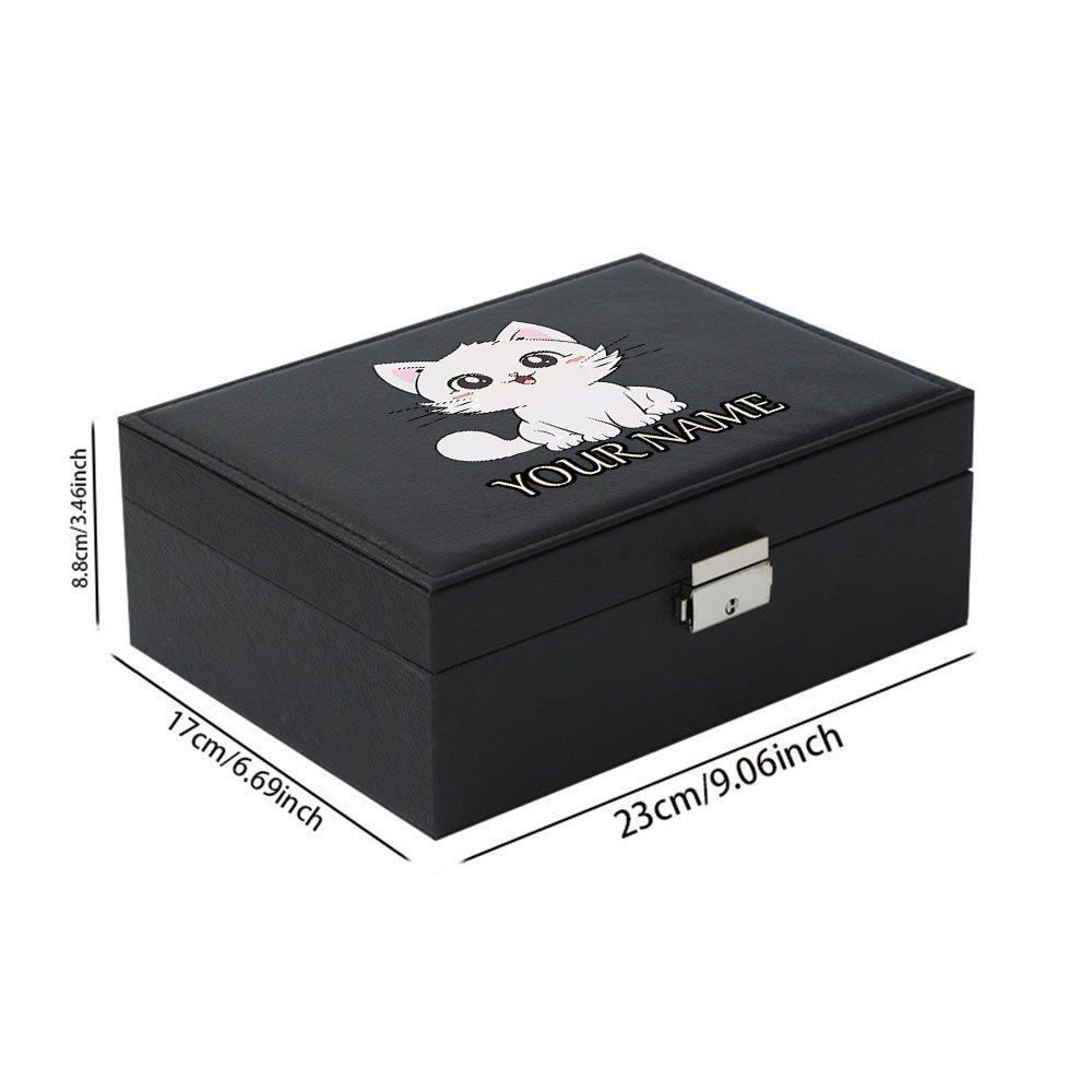 Custom Name Printed Jewelry Box, Lockable Storage Case