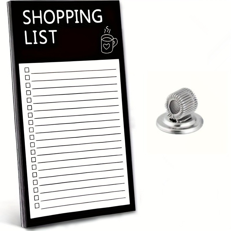 TEMU 2pcs Magnetic Shopping List Board Set: 65 Sheets, With Magnetic Notepad And Fridge Pen Holder (pen Not Included) - To-do Lists, , With Rounded