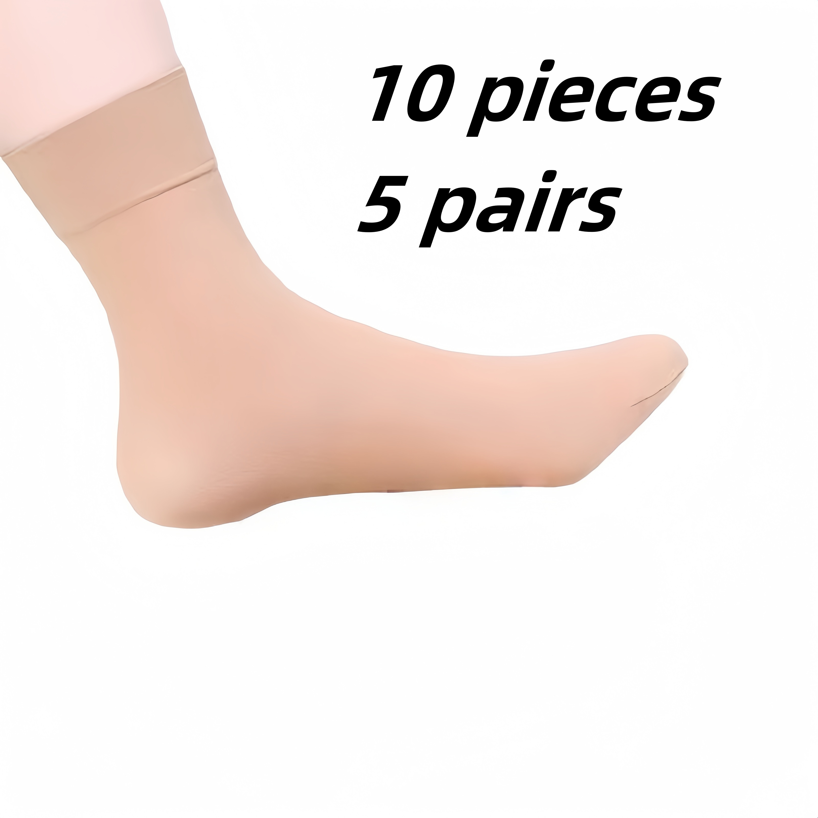 E-shop 10 Stück (5 Paare) / 4 Stück (2 Paare) Damen Leichte Atmungsaktive Mid-Tube Socken - Hellbeige und Schwarz, Schweißableitend und