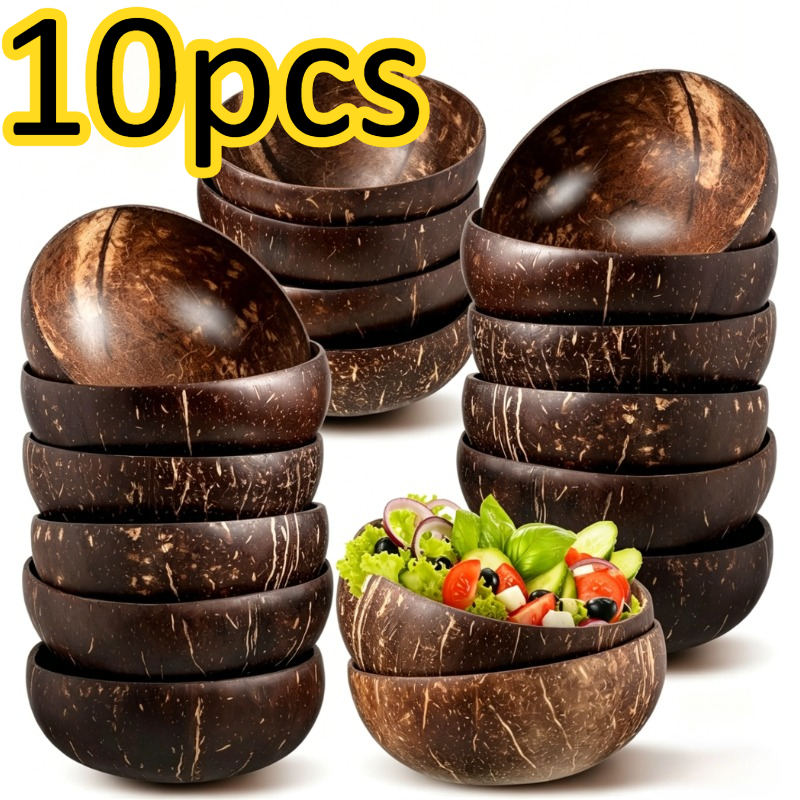 TEMU 5/10pcs Bol en Coque de Fait à , 16oz/500ml, Bol en Coque de Réutilisable, Convient pour Fruits , Salades, Desserts et , Idéal pour la Vaisselle