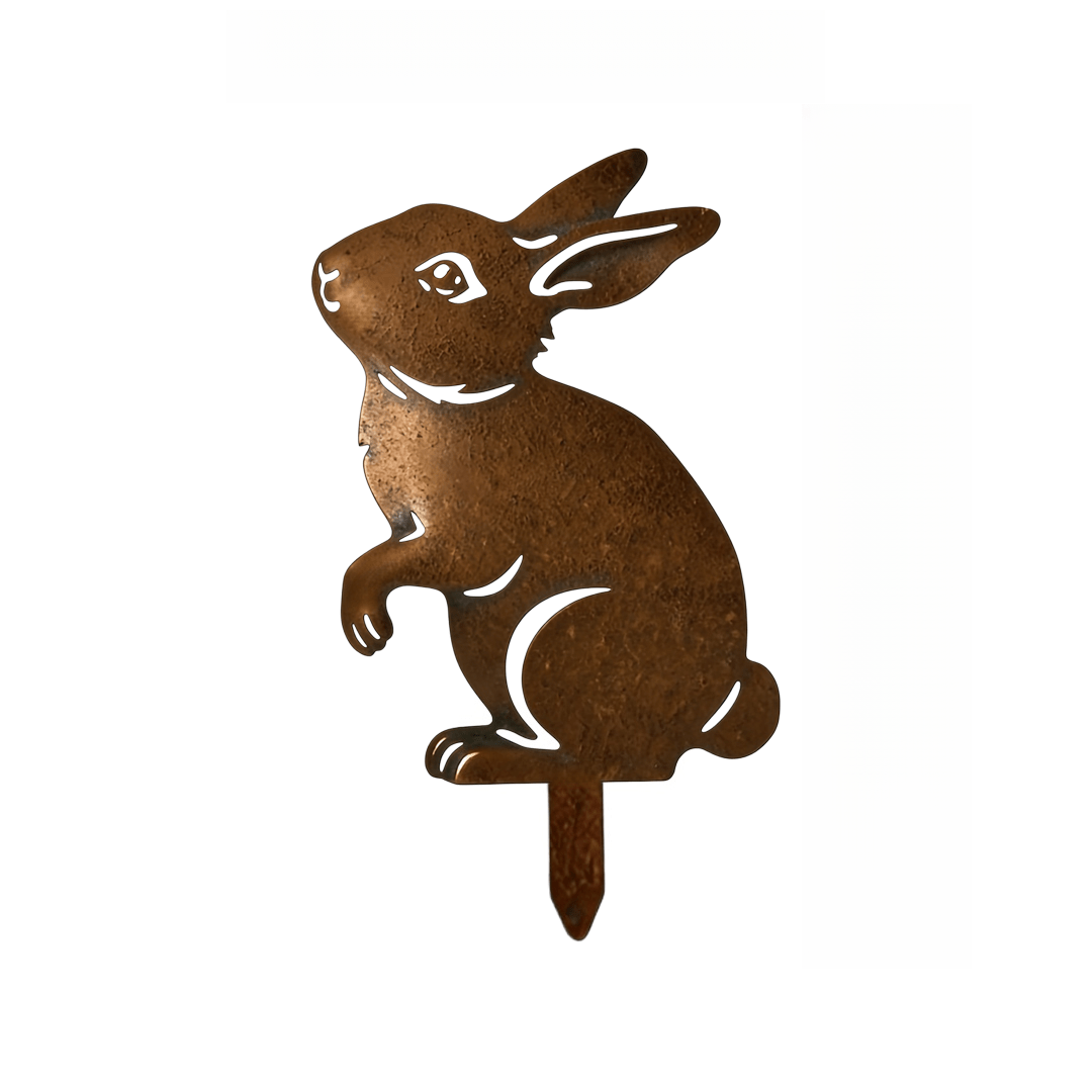 TEMU Plat 2D, [Plat 2D] Plat 2D, 1 pièce Piquet de sol décoratif de jardin en acrylique, Piquet de sol de lapin de Pâques vieilli couleur rouille,