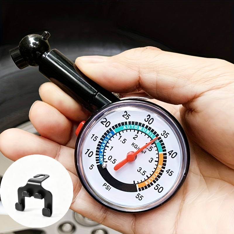 TEMU 1pc Mechanical Tire Pressure Gauge And 1pc Car Portable Hook, Pet Material, Accurate And Easy To Read, Multifunctional Safety Tool, Enhancing
