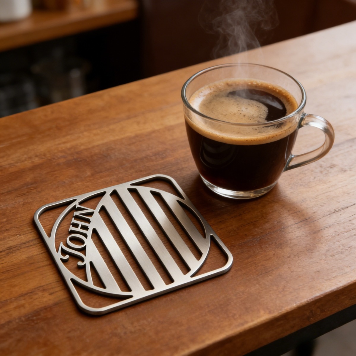 Personalized Integrated Stainless Steel Coaster - Customizable Engraved Name, Durable And Rustproof, Non-slip And Heat-resistant Beverage Coaster