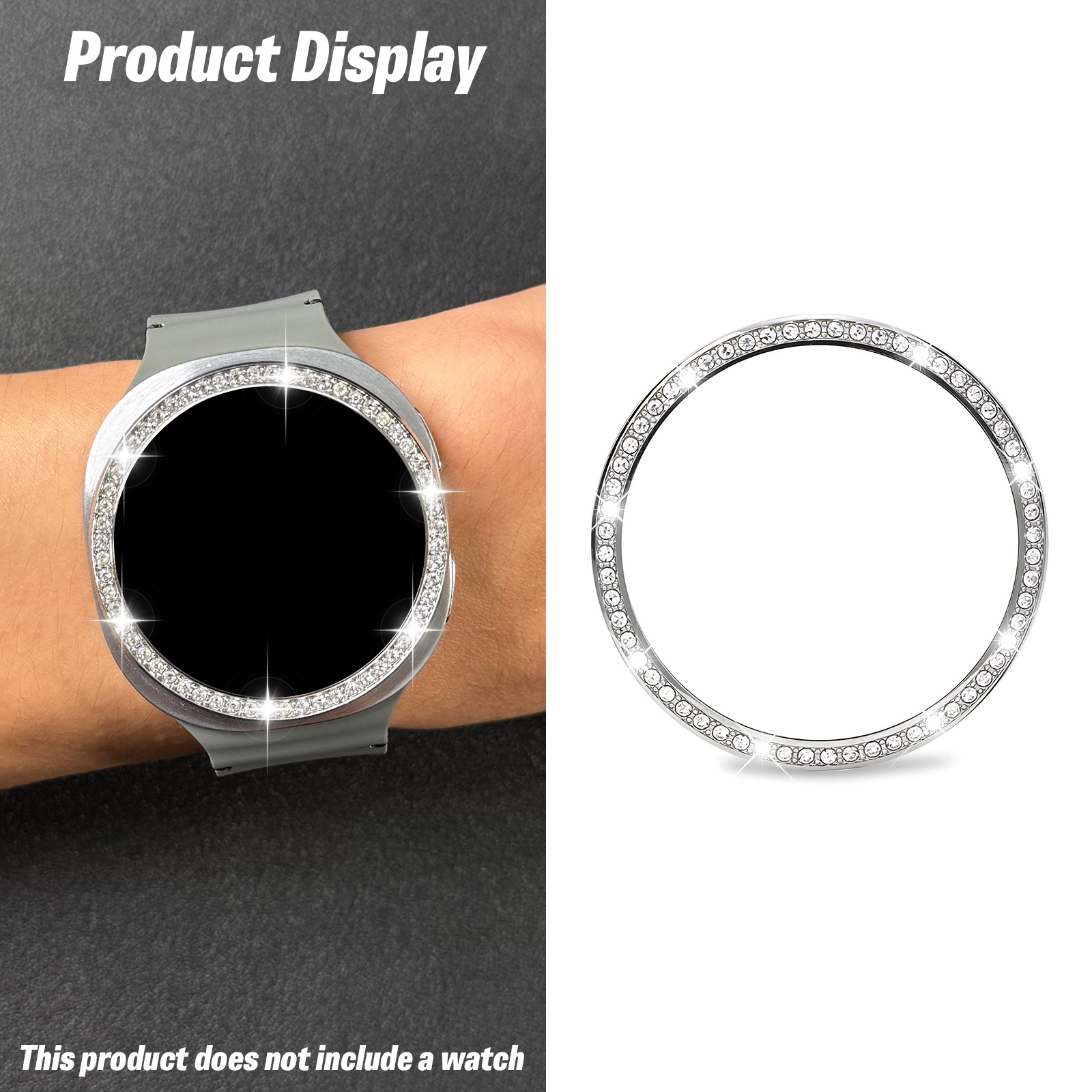 Image of Suitable For Watch 8/7/6/5/4/fe 40/44/46mm, Single-row Diamond-cut Openwork Bezel, In Multiple Colors, Shiny And Elegant, For Men And Women