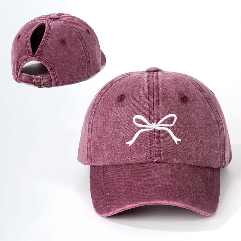 TEMU Embroidered Bow Ponytail Baseball Unisex Trucker Hat Breathable Adjustable Golf Women's Summer Fashion Curved Brim Hat Men Women Same Style Y2k