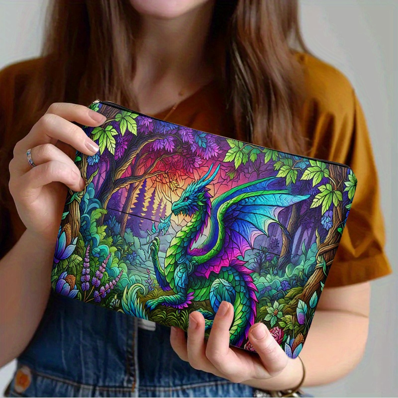 TEMU A Mysterious Dragon Painted In , A Double-sided Printed Cosmetic Bag, A Portable Storage Bag, A Student Pencil Case, A Pencil Case Travel Bag, A
