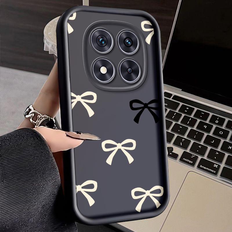 TEMU Phone Case: Suitable For Xiaomi Redmi Note14/14pro/14pro+ 4g 5g Shockproof & Scratch-, Minimalist & Luxurious Bowknot Patterns Phone Case