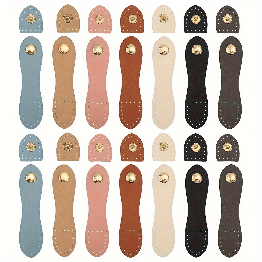 Set Of 14 Adjustable Snap Locks For Purses - Faux Leather Closures With Colored Buttons Suitable For Handbags And Clutches