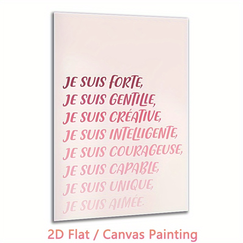 TEMU 1 affiche d'affirmations positives en français - Art mural moderne et avec affirmations quotidiennes, idéal ou - Décoration pour la confiance en
