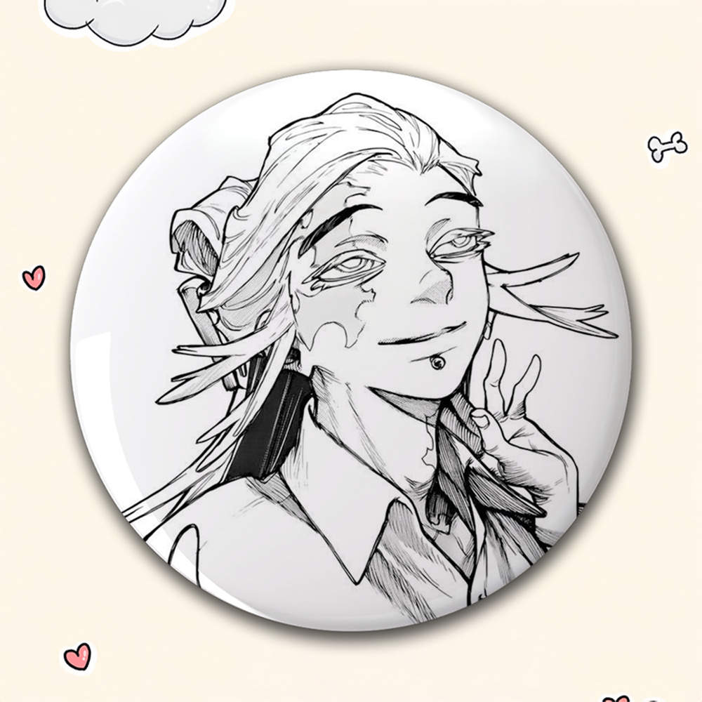 TEMU 2d Flat, 2d Flat - Men's Casual Circular Badge, Anime Cartoon Brooch, Fashionable And Gorgeous Accessory, Unisex Pin, Suitable For Fun Gifts