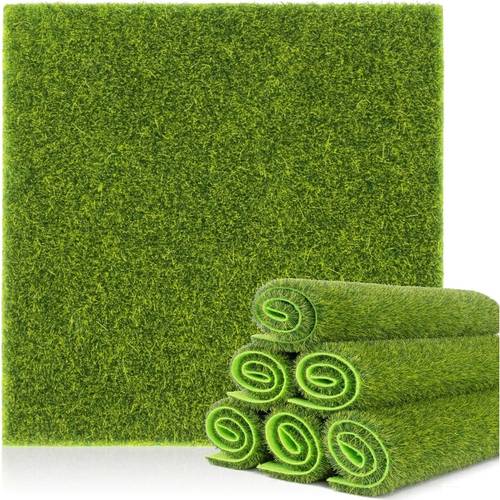 12 stück 5,9x5,9 zoll künstliches gras deko für bastelarbeiten kunstrasenmatte für basteldekoration für miniatur rasenmatte gras feengarten ergänzungen