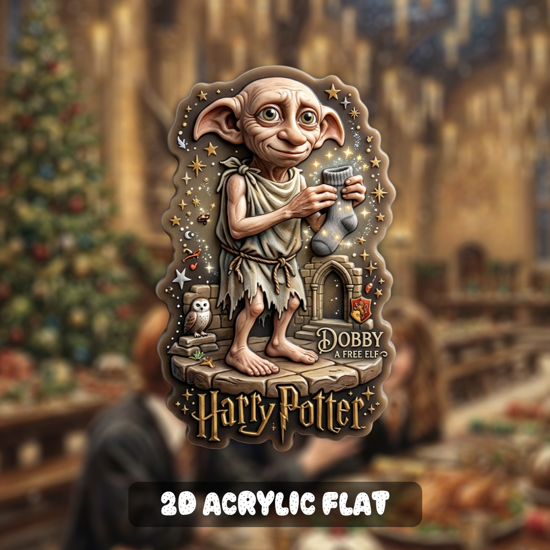 TEMU 1pc Harry Potter Dobby Elf Vintage Portrait Acrylic Fridge Magnet, Retro , Refrigerator Whiteboard Locker Decoration, Home Ornament, Fan