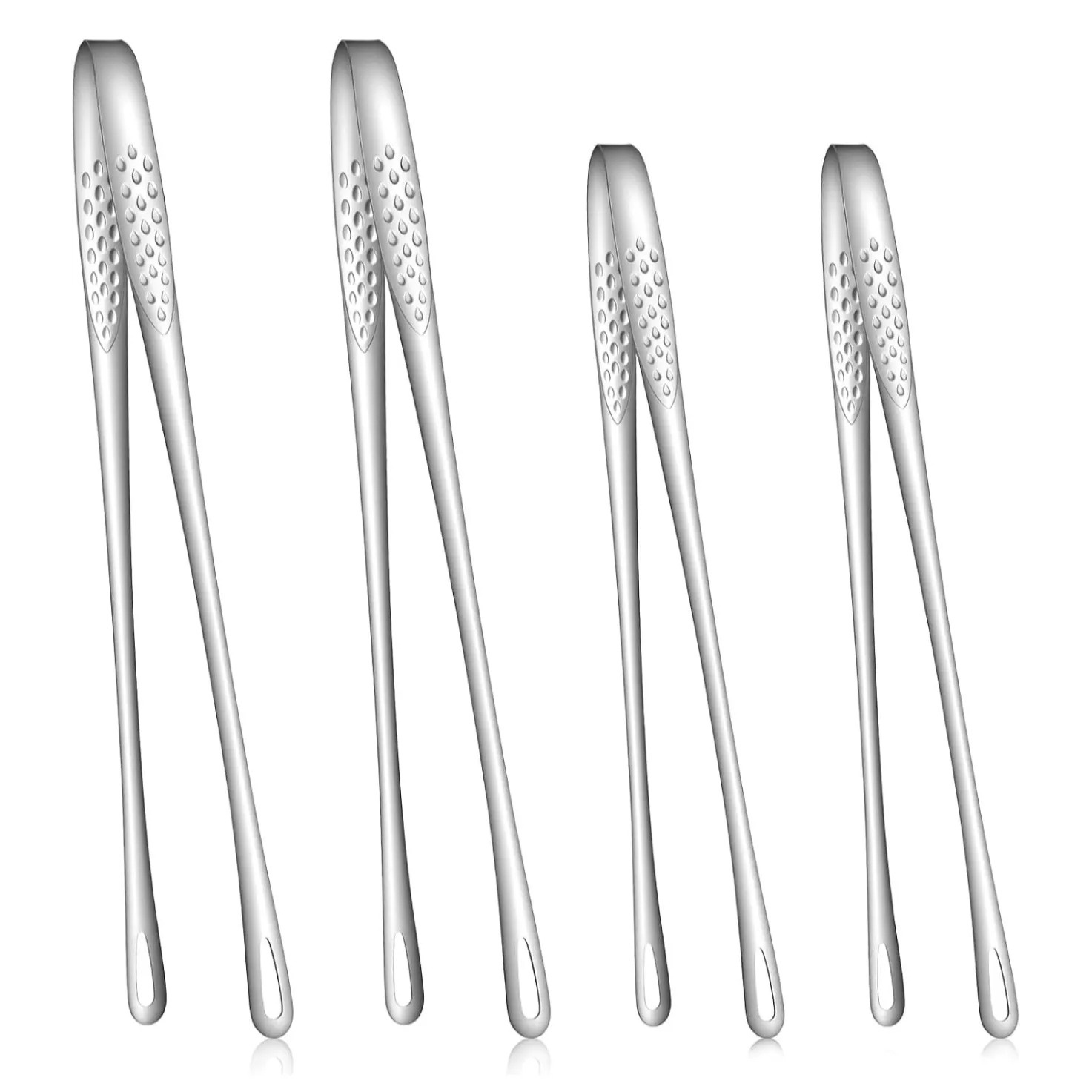 TEMU 4pcs Set Of Stainless Steel Multi-functional Barbecue Tongs, Bread Tongs, And Ice Tongs, Including 2pcs Of 28cm Size And 2pcs Of 24cm Size â