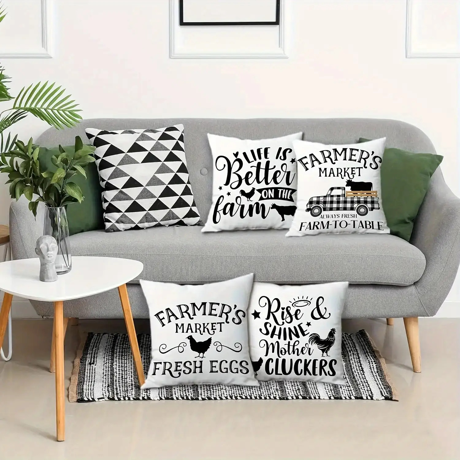 four black and   style pillowcase set soft pillowcases double sided print size 18inchx18inch inch suitable for home decoration living room sofa car and bedroom outdoor courtyard alan artificial gemstone Product details 5