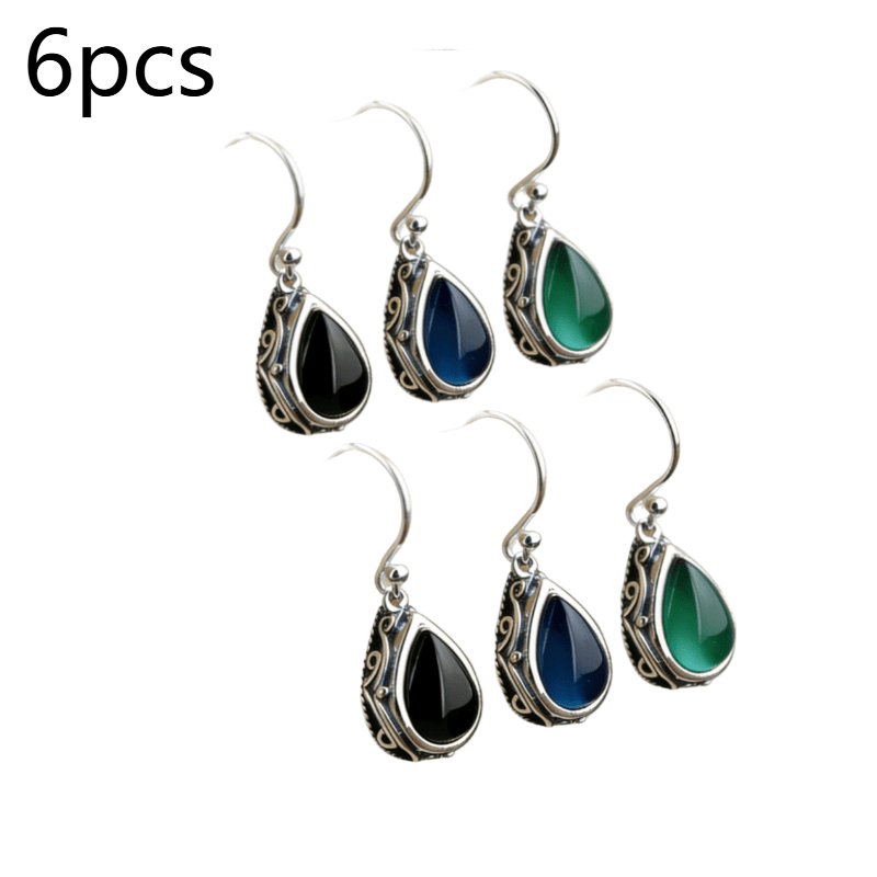 TEMU 3 Pairs Of Bohemian Vintage Earrings - Elegant Copper Color, With Synthetic Gems-like Decorations, Perfect For Casual Wear Or As A Festive Gift