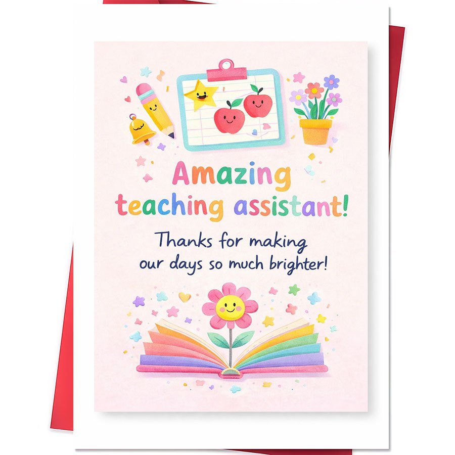 TEMU 1pc Teacher' Assistant Appreciation Card Suitable For School Gifts From Students - English Thank You With Envelope For Teaching , , Ta