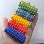 5个3D打印随机渐变色按摩滚轮用于压力缓解触觉感官工具,带有纹理钉和穿链孔,模块化设计用于肌肉放松和压力缓解。(多色选项)。适合万圣节 圣诞节 新年 的派个礼物。