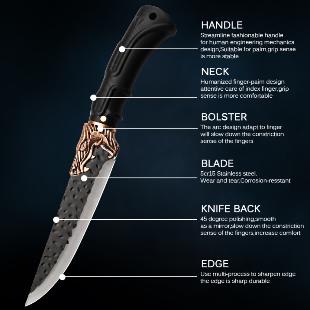 8pcs Stainless Steel Handmade Forged Chef Knife Professional Kitchen Multipurpose Knife Utility Knife Boning Knife Fish Knife Unique Knives Cutting Knife Vegetable Chopper for Kitchen Convenience Gifts for Men