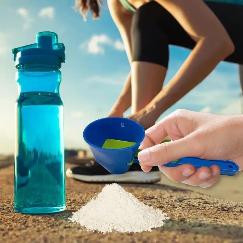 2 1 in 1 sliding spoon measuring cup and funnel sliding funnel anti spill protein powder scoop with handle and spoon anti spill suitable for sports drinks milk and supplements durable abs material suitable for all kinds of occasions gadget 6
