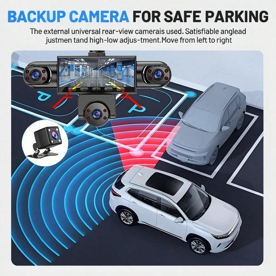 Wzxlifescult 4/5 Camera Car Dash Cam, 360° Surround Coverage, 1080P Front, 720P Rear & Inside Recording, Night Vision, WDR, Loop Recording, Parking Monitor