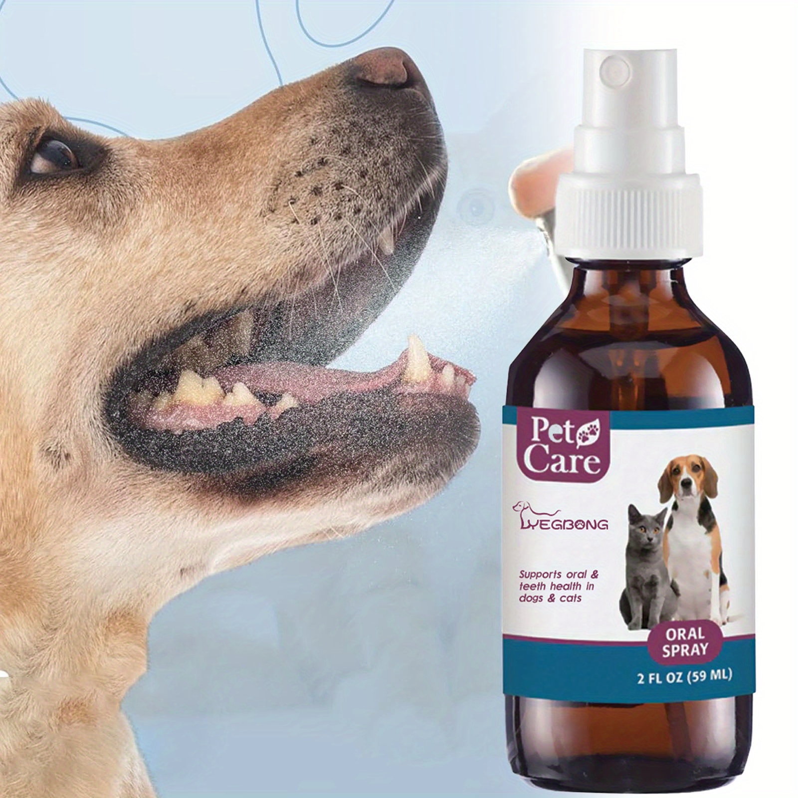 TEMU 2pcs 60ml Pet Oral Cleaning Spray For Dogs And Cats - Freshener And Cleaner, No Brushing Required, Reduces Odor, Breath, Cleans Teeth, Pet Oral