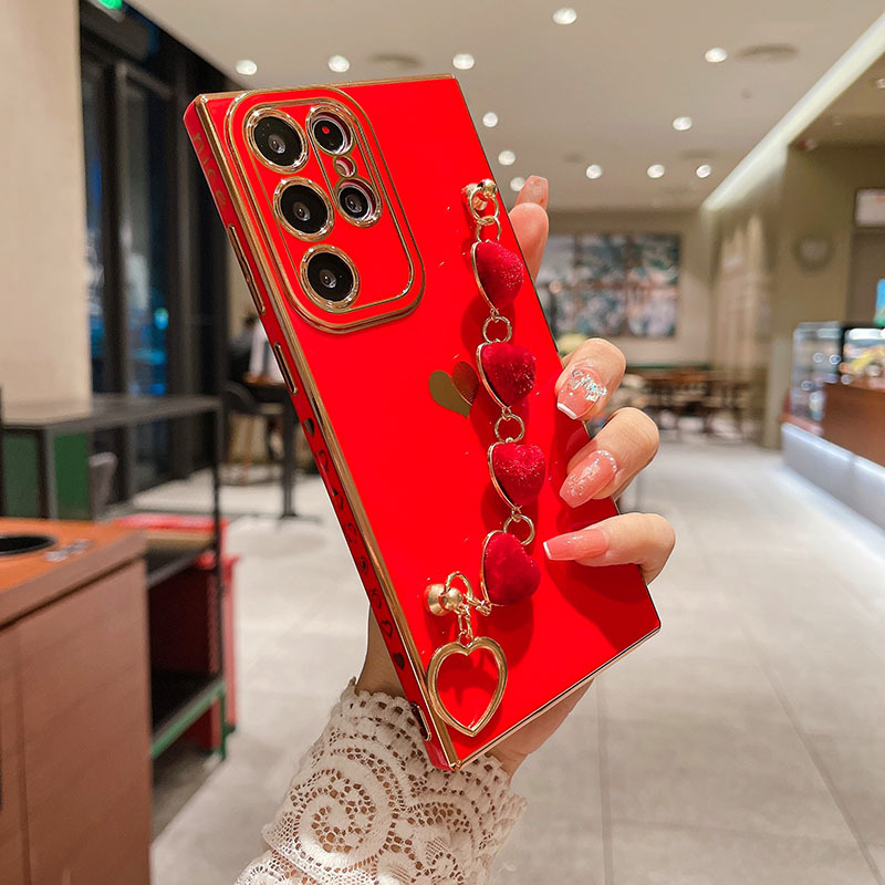 TEMU Phone Case - Fashion Creative Electroplated Eye Side Real Love Heart And Phone Case For Galaxy
