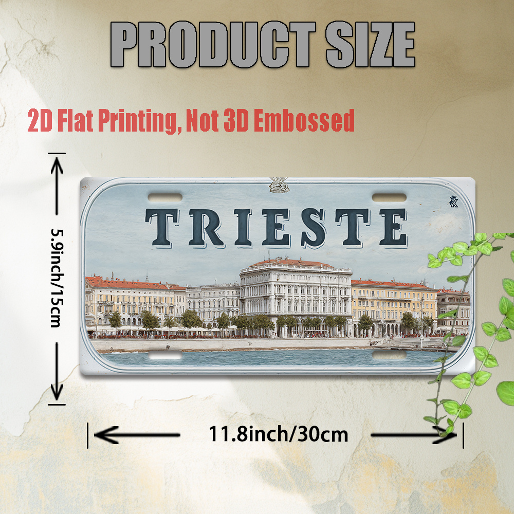TEMU 2D Piatto - Piano 2D - 1pz Targa Vintage in Metallo | Stampa Piatto 2D, Insegna in Alluminio Citt� Costiera , 30.48Cm * 15.24Cm, per Soggiorno,