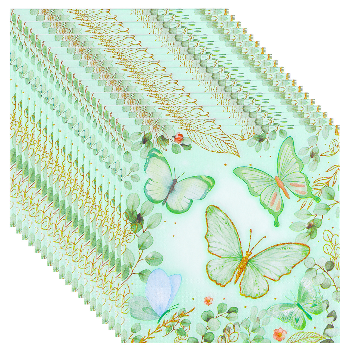TEMU Green Theme Party Napkins, Pattern Birthday Party Decoration, 25pcs/pack 33x33cm/13x13inch Birthday Party Supplies, Disposable Napkins, Suitable